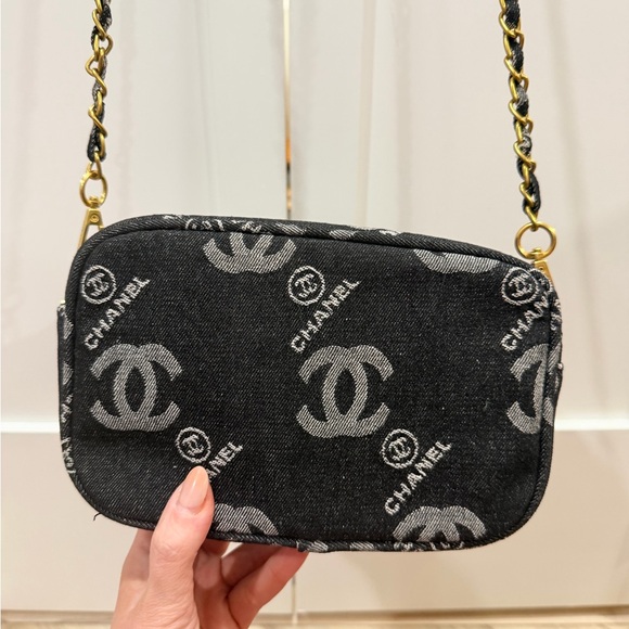 Chanel (Makeup/Novelty) Black Denim CC Crossbody with 2 removable straps! - New! - Picture 14 of 15